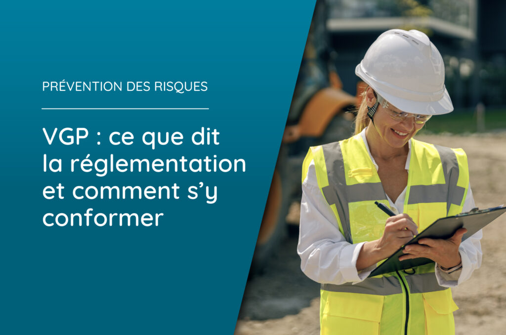 Illustration de l'article VGP ce que dit la réglementation et comment s'y conformer. Représentant une personne avec un gilet jaune et casque de chantier, entrain d'écrire sur une feuille.