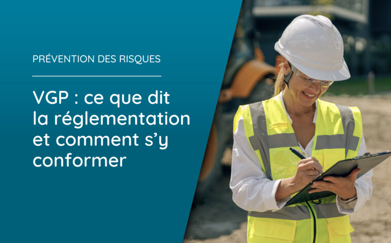 Illustration de l'article VGP ce que dit la réglementation et comment s'y conformer. Représentant une personne avec un gilet jaune et casque de chantier, entrain d'écrire sur une feuille.